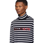 Balmain Navy and White Sailor Turtleneck