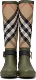 Burberry Khaki Vintage Check Simeon Rain Boots