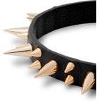 UNDERCOVER - Spiked Textured-Leather and Gold-Tone Choker - Black