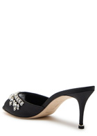 Manolo Blahnik Tulimu 70 Crystal-embellished Satin Mules Black