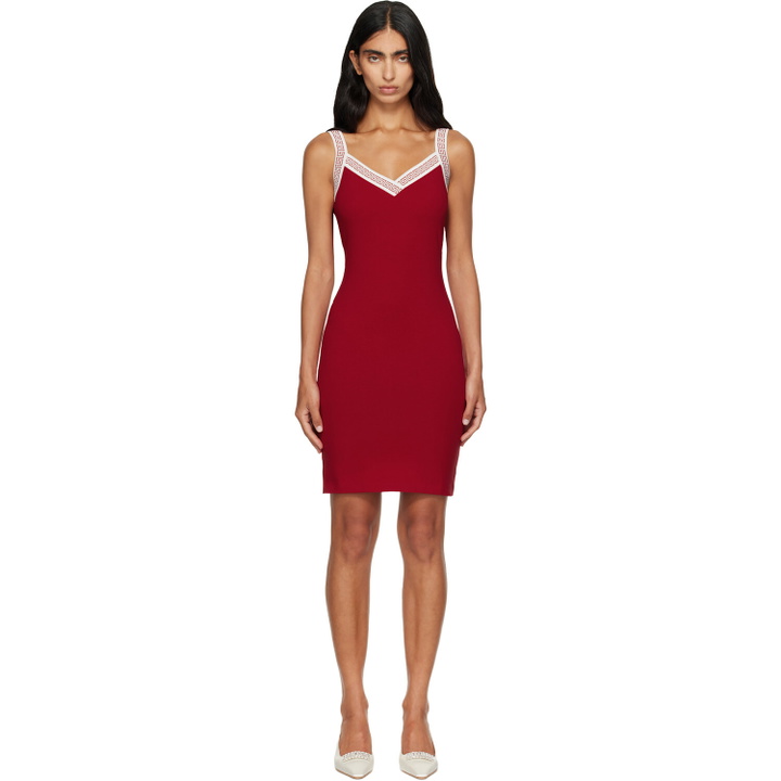 Photo: Versace Red Jacquard Stretch Cotton-Jersey Minidress