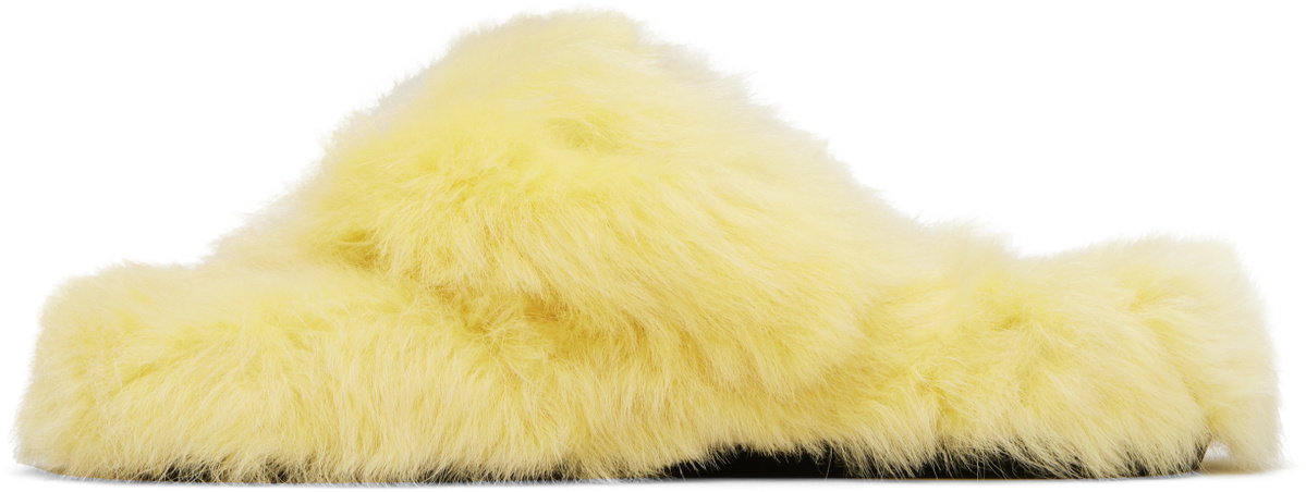 Acne Studios Yellow Shearling Sandals
