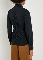 High Tether Ruched Stretch-jersey Shirt Blue