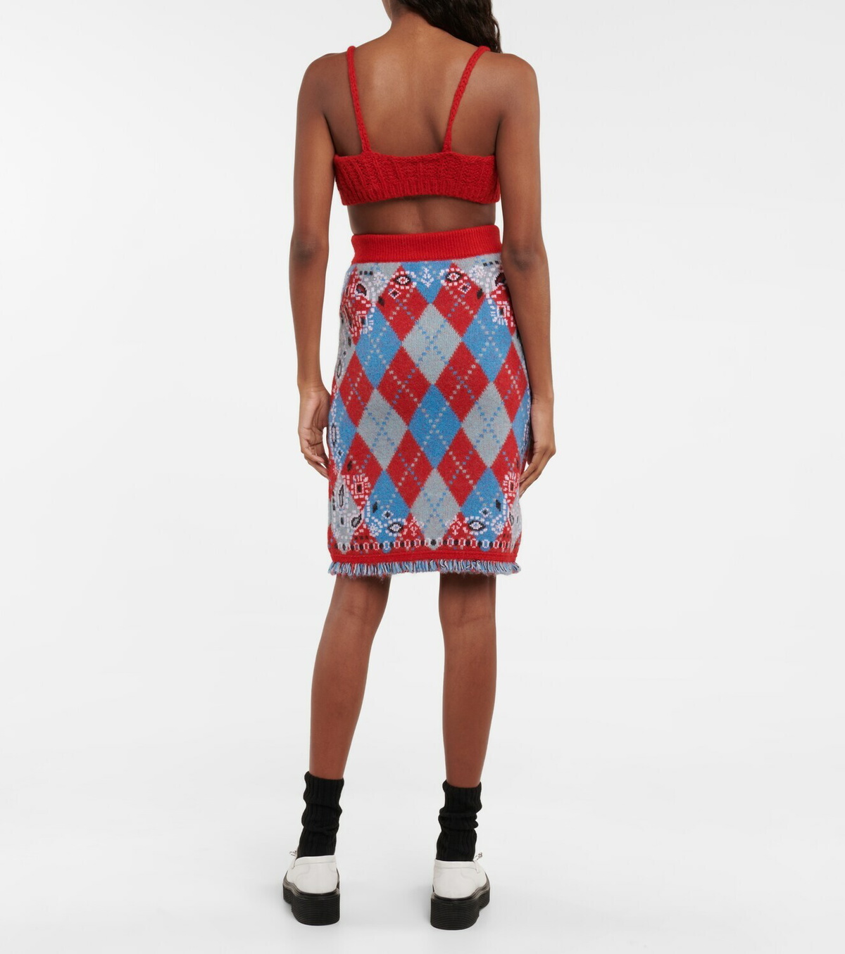 Alanui - Bandana Argyle wool-blend skirt