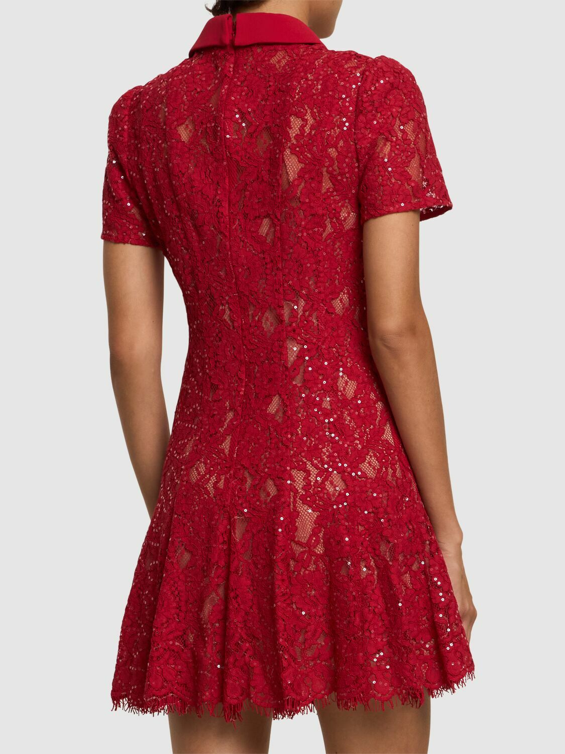 SELF-PORTRAIT Sequined Lace Mini Dress Self-Portrait