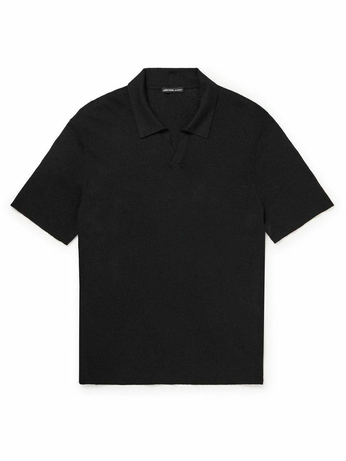 James Perse - Ribbed Linen-Blend Polo Shirt - Black James Perse