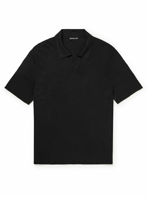 Photo: James Perse - Ribbed Linen-Blend Polo Shirt - Black