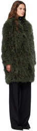 Yves Salomon Green Long Feather Coat