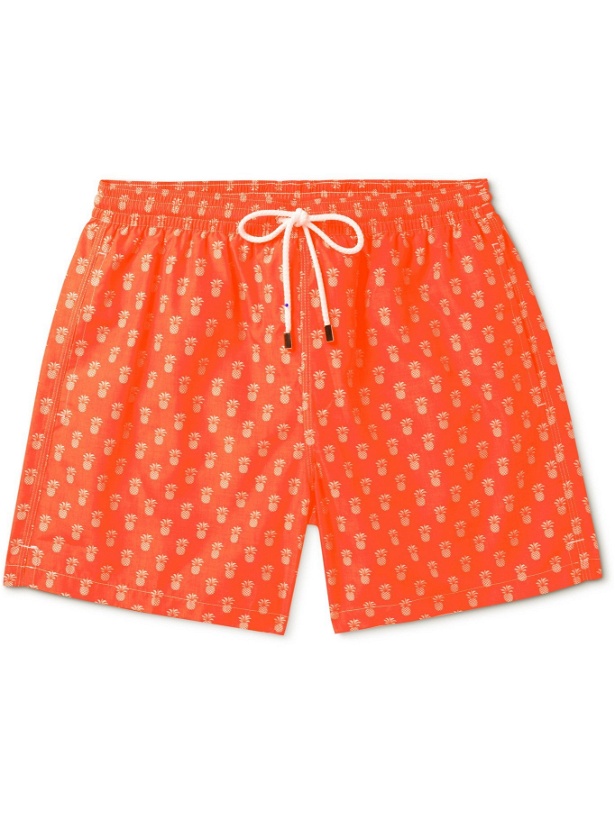 Photo: ANDERSON & SHEPPARD - Mid-Length Printed Swim Shorts - Orange