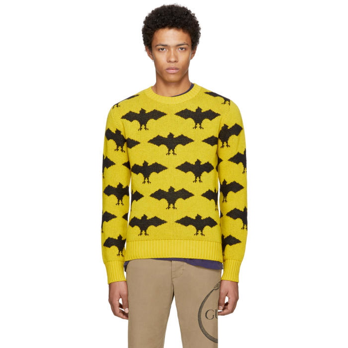Gucci Yellow and Black Jacquard Bat Sweater Gucci