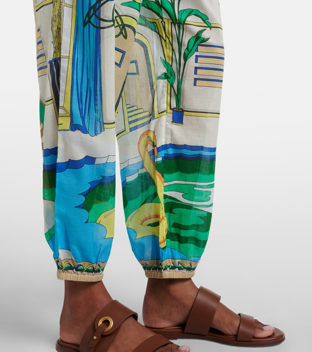 Tory Burch Printed cotton tapered pants
