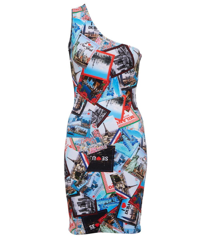 Photo: Balenciaga Cities printed one-shoulder minidress