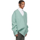 Calvin Klein 205W39NYC Blue Oversize V-Neck Sweater