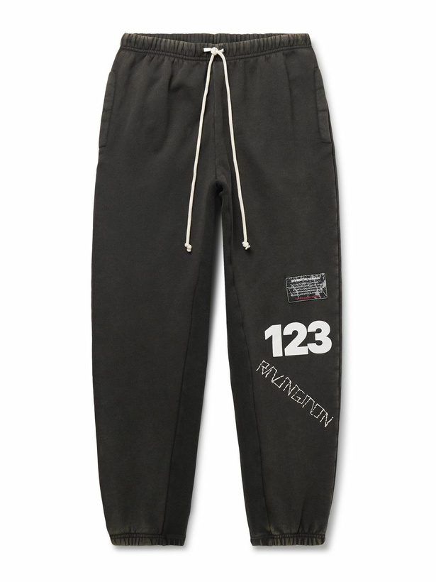 Photo: RRR123 - CVA Tapered Logo-Print Embroidered Cotton-Jersey Sweatpants - Black