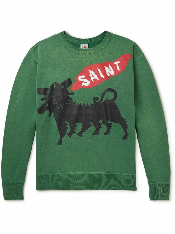 Photo: SAINT Mxxxxxx - Printed Cotton-Jersey Sweatshirt - Green