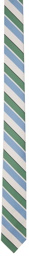 Thom Browne Off-White & Blue Bold Rep Stripe Classic Tie