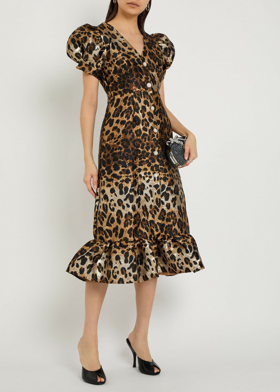 Sister Jane Suite Leopard-jacquard Woven Midi Dress