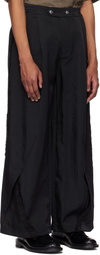 NULLUS Black Corduroy Paneled Athletes Track Pants