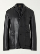 Golden Bear - Notched Lapel Leather Blazer - Black
