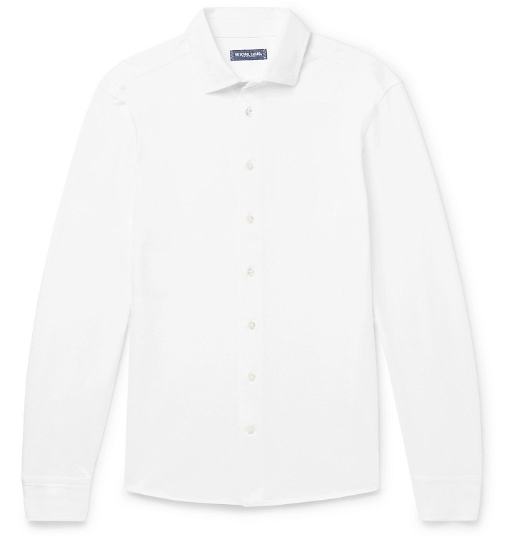 Photo: Frescobol Carioca - Slim-Fit Cutaway-Collar Cotton-Piqué Shirt - White