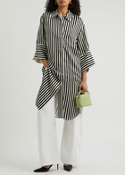 Day Birger ET Mikkelsen Noe Striped Satin Midi Shirt Dress Black