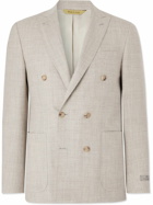 Canali - Kei Double-Breasted Wool, Silk and Linen-Blend Suit Jacket - Neutrals
