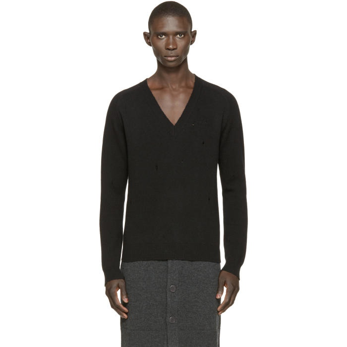 Photo: Givenchy Black Distressed Wool Sweater