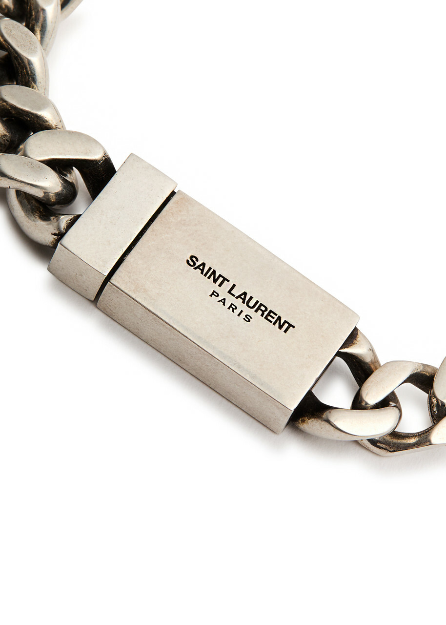 【SAINT LAURENT PARIS】 25SS Curve Chain Bracelet Curb-chain bracelet in silver - Saint Laurent | Mytheresa