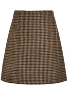 Weekend Max Mara Houndstooth Wool-blend Mini Skirt Brown