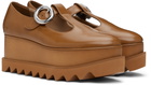 Stella McCartney Tan Elyse T-Bar Platform Mary Jane Derbys