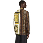 Versace Brown Silk Mixed Print Shirt