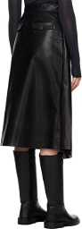LVIR Black Wrap Faux-Leather Midi Skirt