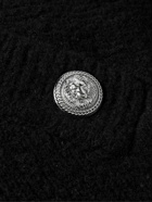 Balmain - Reflective Logo-Embossed Cotton-Jersey Hoodie - Black