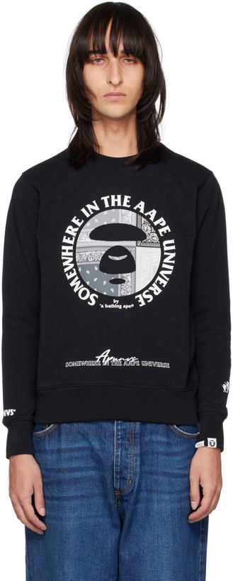 Photo: AAPE by A Bathing Ape Black Graphic Sweatshirt