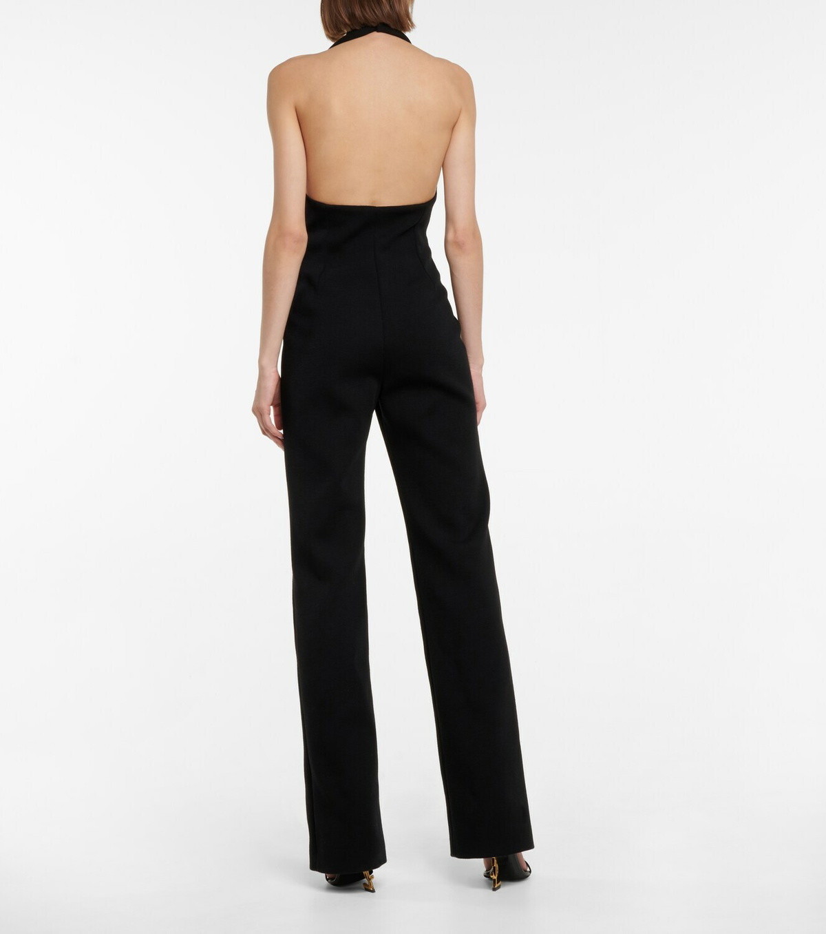 オールインワン・サロペット Saint Laurent JUMPSUIT WITH OPEN SLEEVES IN CREPE JERSEY Saint Laurent Wool-blend jersey jumpsuit Saint Laurent