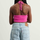 Adidas Women's Fluffy Knitted Halter Top in Semi Lucid Fuchsia