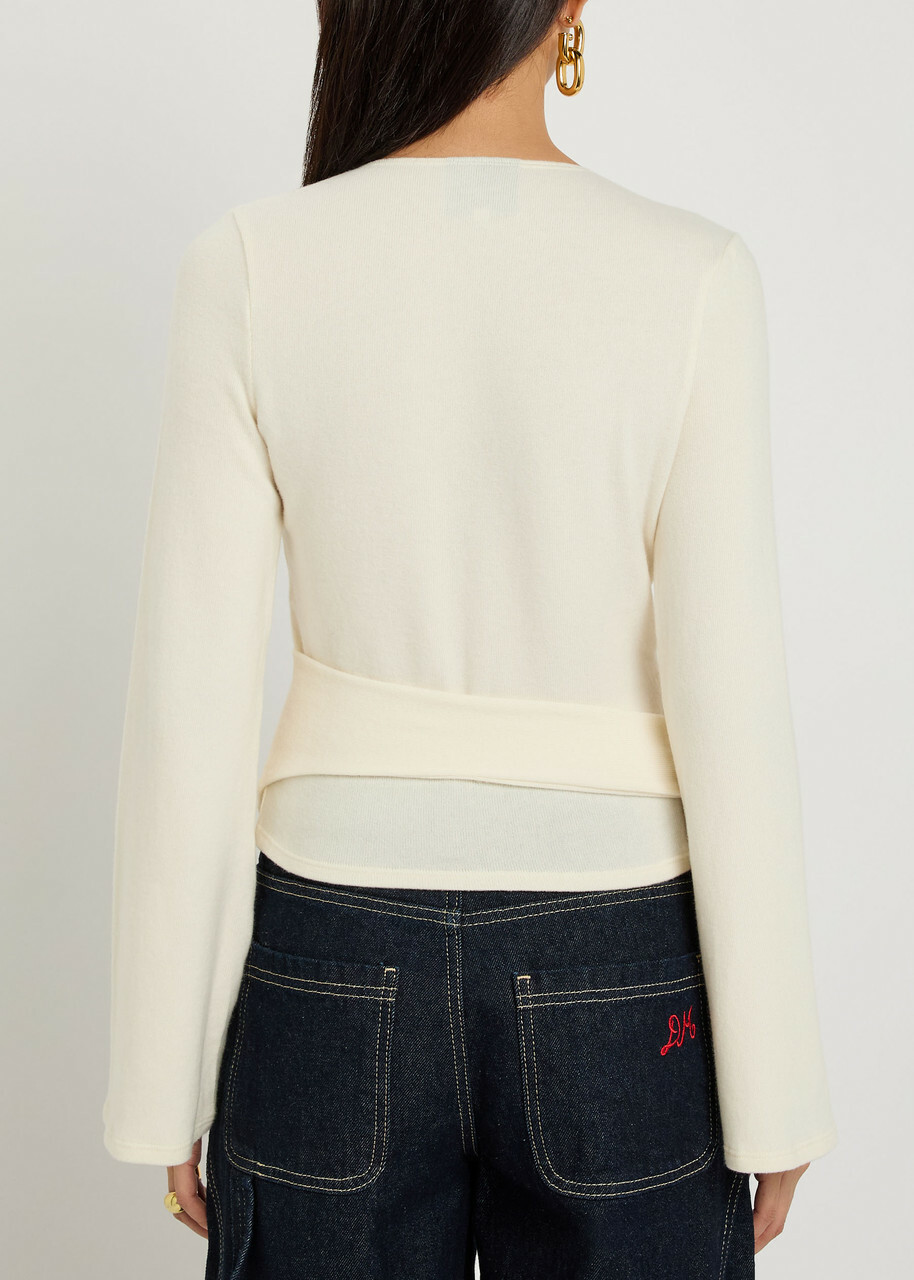 Reformation Kylen Wrap-front Knit top Cream