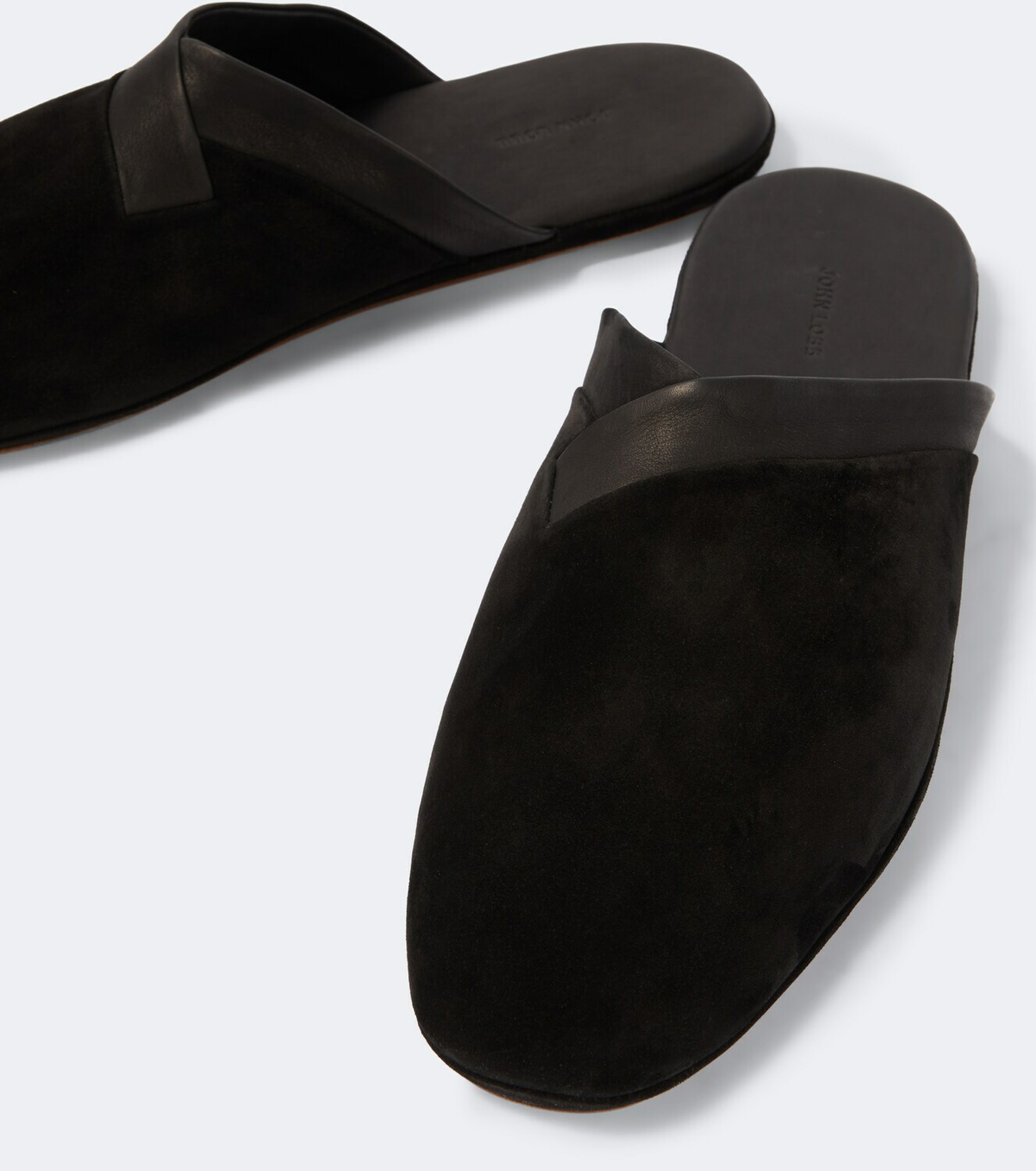 John Lobb Leather-trimmed suede slippers