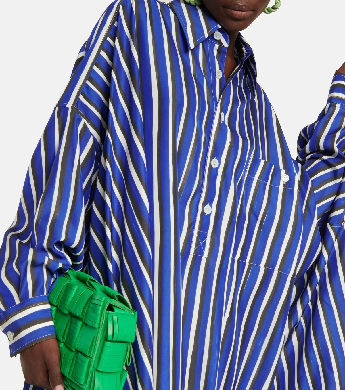 ボッテガ・ヴェネタ ストライプ柄のミディ丈シャツドレス Bottega Veneta Striped shirt dress Bottega Veneta