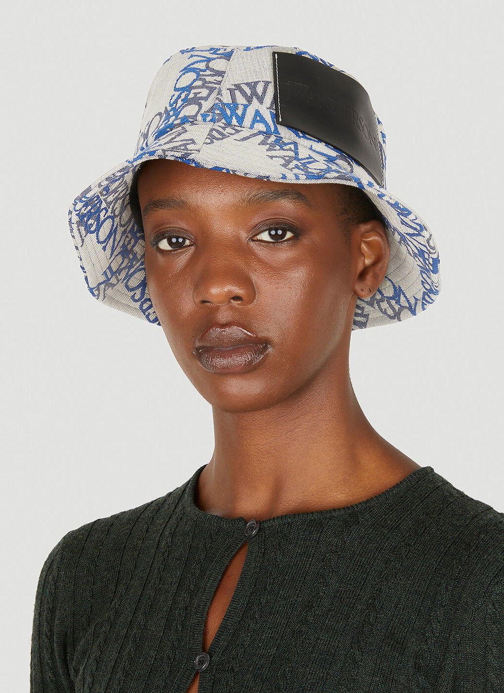 Double Logo Bucket Hat in Blue JW Anderson