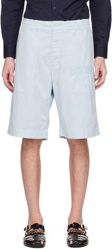 Photo: Moschino Blue Embroidered Shorts