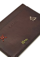 Paul Smith Embroidered Leather Card Holder - Brown - One Size