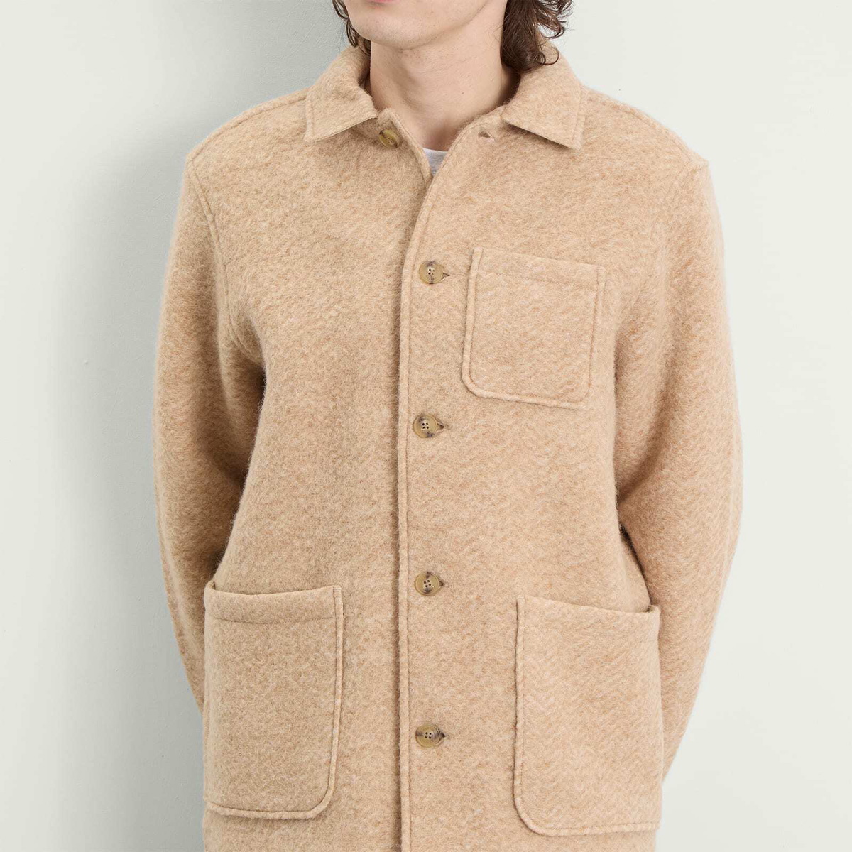 Kestin Men's Ormiston Jacket in Oat Herringbone Wool