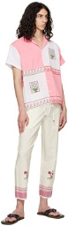 HARAGO White & Pink Paneled Shirt