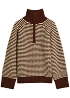 Studio Nicholson Bristol Striped Half-zip Wool Jumper Brown