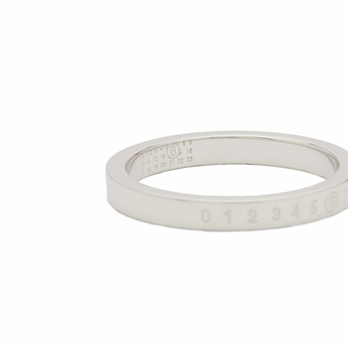 MM6 Maison Margiela Men's Thin Numbers Ring in Palladio Polished