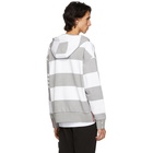 Thom Browne Grey and White Rugby Stripe Zip-Up Hoodie