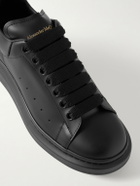 McQueen - Exaggerated-Sole Rubber-Trimmed Leather Sneakers - Black