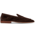 Edward Green - Polperro Leather-Trimmed Suede Penny Loafers - Brown