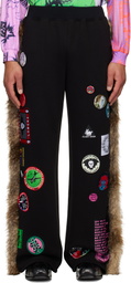 Chopova Lowena Black Faux-Fur Sweatpants